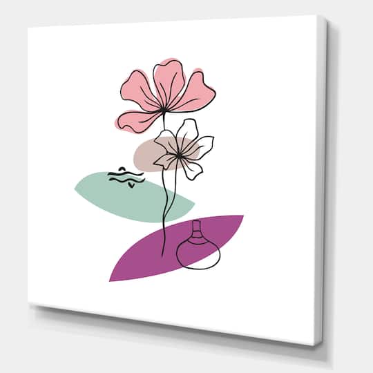 Designart - Elementary Shapes With Abstract Flowers Plants IV